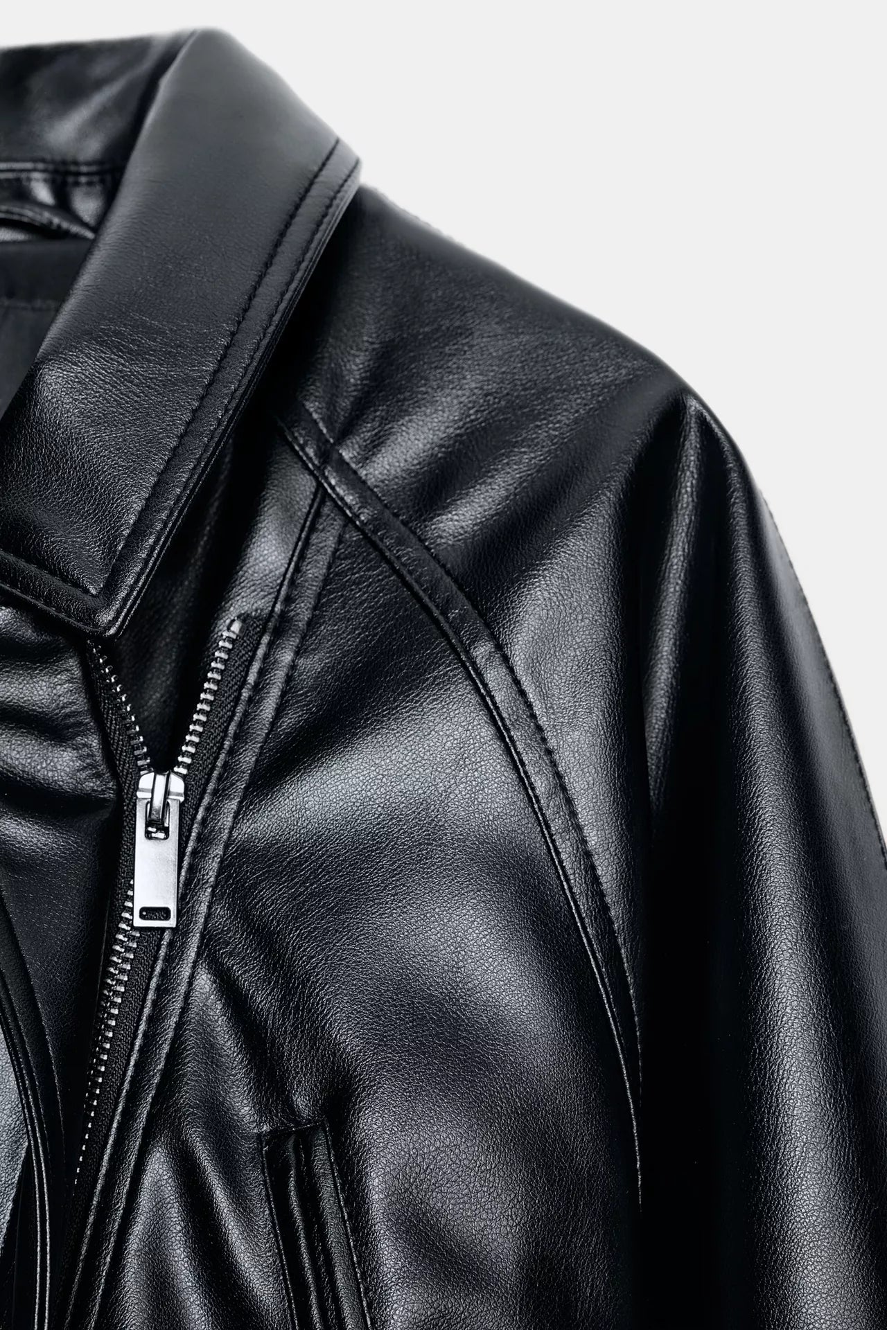 BELTED LEATHER EFFECT JACKET