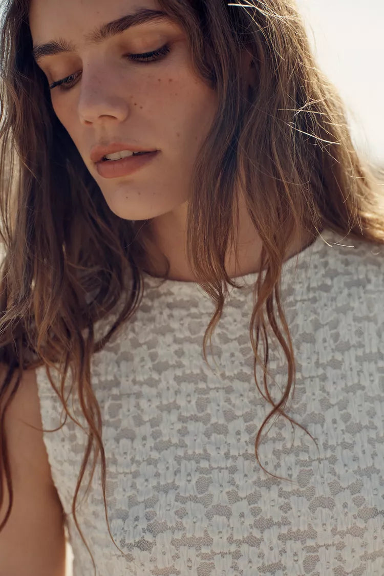SOFT LACE ASYMMETRICAL MIDI DRESS