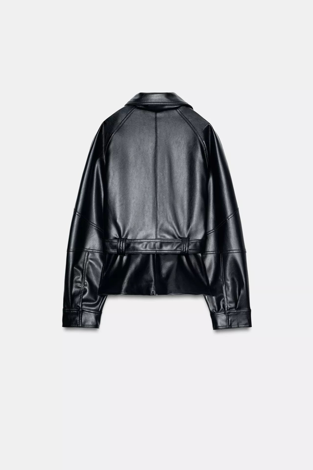 BELTED LEATHER EFFECT JACKET