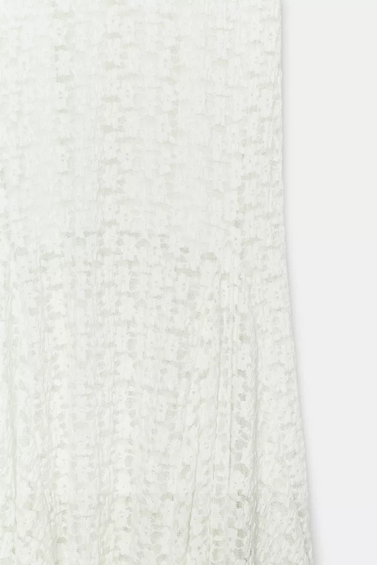 SOFT LACE ASYMMETRICAL MIDI DRESS
