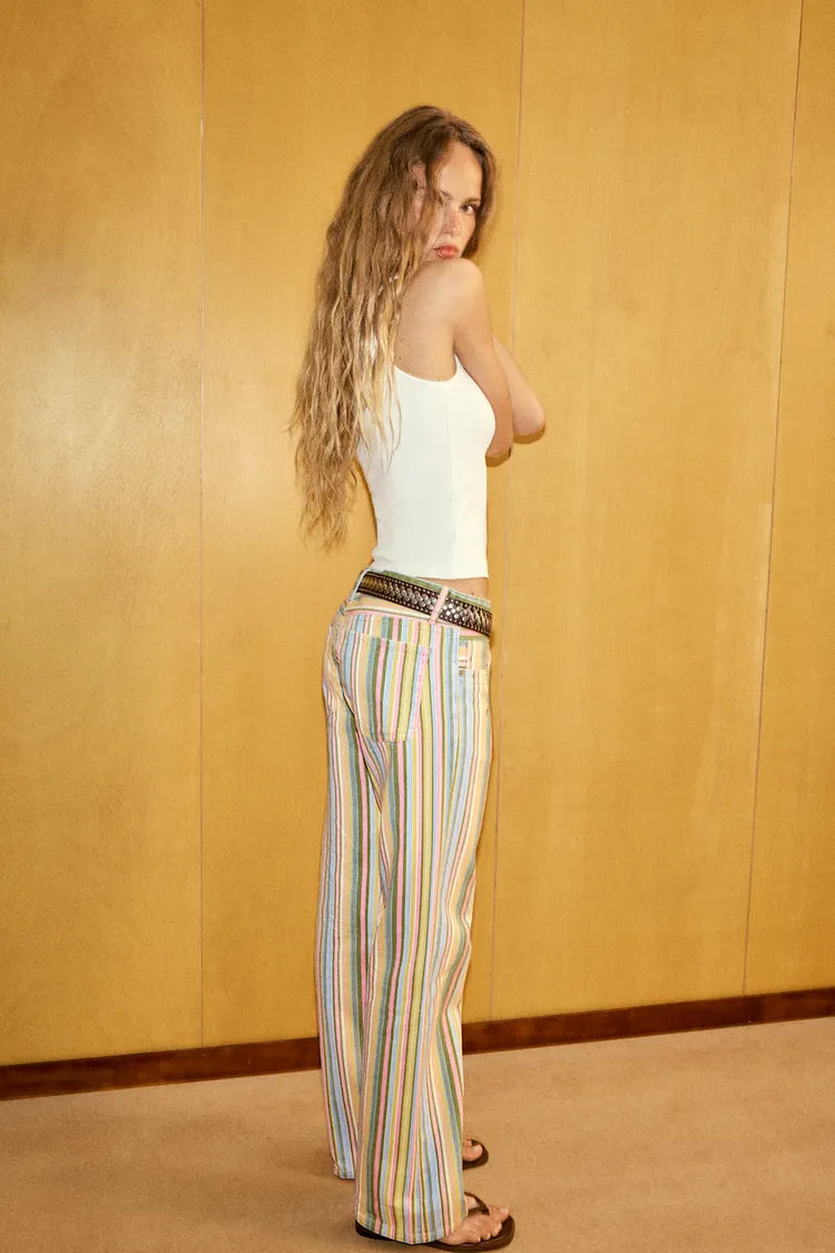 TRF LOW-RISE STRIPED WIDE-LEG JEANS