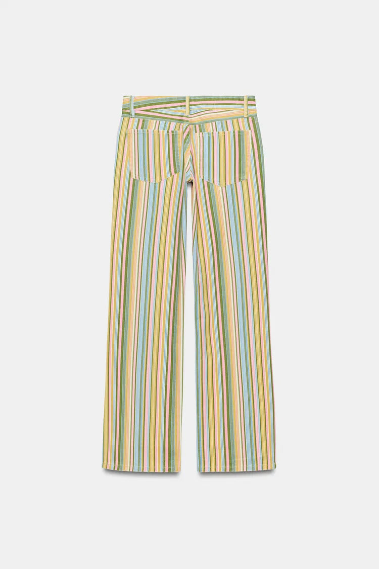 TRF LOW-RISE STRIPED WIDE-LEG JEANS